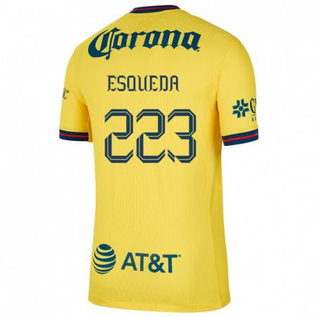 Kandiny Niño Camiseta Diego Esqueda #223 Amarillo Azul 1ª Equipación 2024/25 La Camisa México