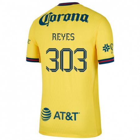 Kandiny Niño Camiseta Diego Reyes #303 Amarillo Azul 1ª Equipación 2024/25 La Camisa México