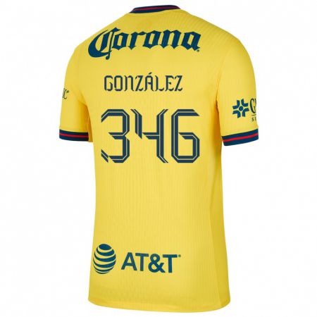 Kandiny Niño Camiseta Ricardo González #346 Amarillo Azul 1ª Equipación 2024/25 La Camisa México