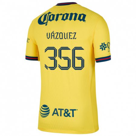 Kandiny Niño Camiseta Omar Vázquez #356 Amarillo Azul 1ª Equipación 2024/25 La Camisa México