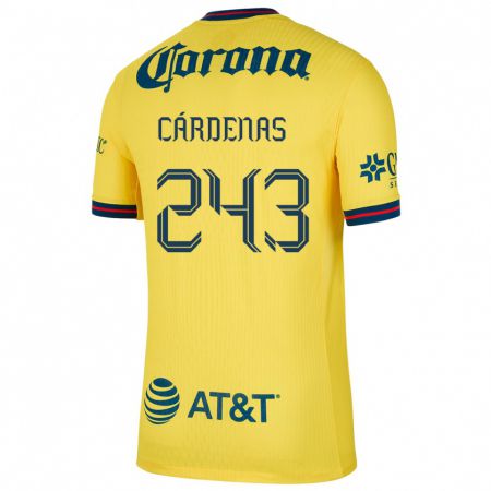 Kandiny Niño Camiseta Alejandro Cárdenas #243 Amarillo Azul 1ª Equipación 2024/25 La Camisa México