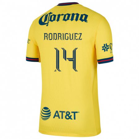 Kandiny Niño Camiseta Monica Rodriguez #14 Amarillo Azul 1ª Equipación 2024/25 La Camisa México