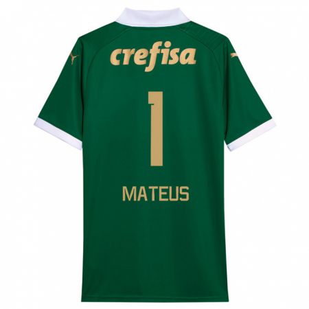 Kandiny Kinderen Mateus #1 Groen Wit Thuisshirt Thuistenue 2024/25 T-Shirt