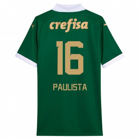 Kandiny Bambino Maglia Caio Paulista #16 Verde Bianco Kit Gara Home 2024/25 Maglietta