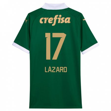 Kandiny Bambino Maglia Lázaro #17 Verde Bianco Kit Gara Home 2024/25 Maglietta