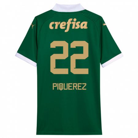 Kandiny Niño Camiseta Joaquín Piquerez #22 Verde Blanco 1ª Equipación 2024/25 La Camisa México