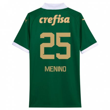 Kandiny Kinderen Gabriel Menino #25 Groen Wit Thuisshirt Thuistenue 2024/25 T-Shirt België