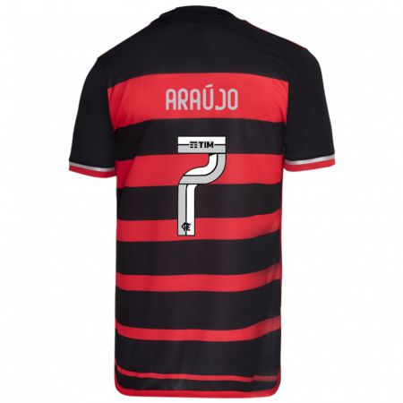 Kandiny Kinderen Luiz Araújo #7 Rood Zwart Thuisshirt Thuistenue 2024/25 T-Shirt België