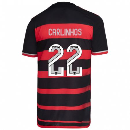 KandinyキッズCarlinhos#22赤、黒ホームシャツ2024/25ジャージーユニフォーム