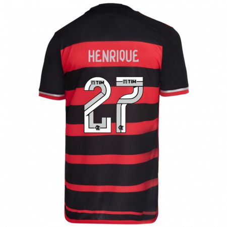 Kandiny Kinderen Bruno Henrique #27 Rood Zwart Thuisshirt Thuistenue 2024/25 T-Shirt België