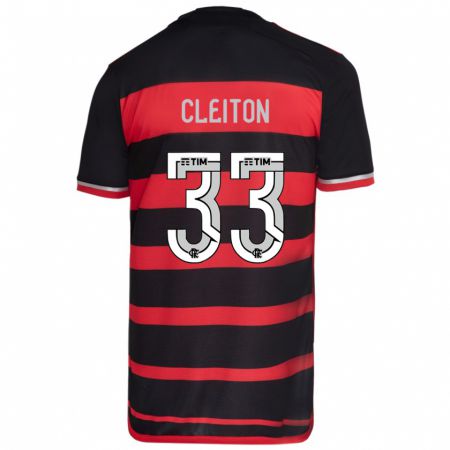 Kandiny Bambino Maglia Cleiton #33 Rosso Nero Kit Gara Home 2024/25 Maglietta