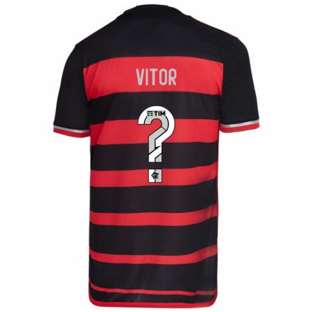 Kandiny Kinderen João Vitor #0 Rood Zwart Thuisshirt Thuistenue 2024/25 T-Shirt België