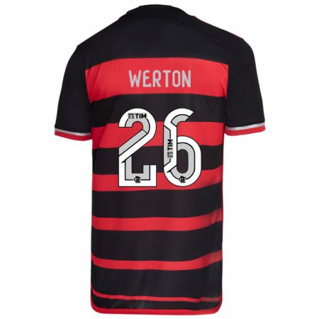 Kandiny Bambino Maglia Werton #26 Rosso Nero Kit Gara Home 2024/25 Maglietta