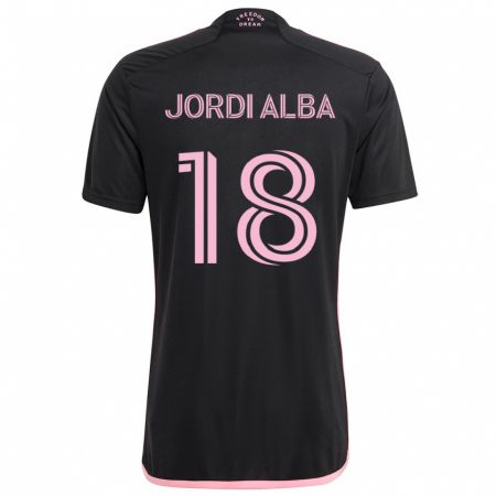 Kandiny Bambino Maglia Jordi Alba #18 Nero Kit Gara Away 2024/25 Maglietta