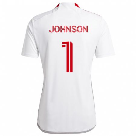 Kandiny Bambino Maglia Sean Johnson #1 Bianco Rosso Kit Gara Away 2024/25 Maglietta