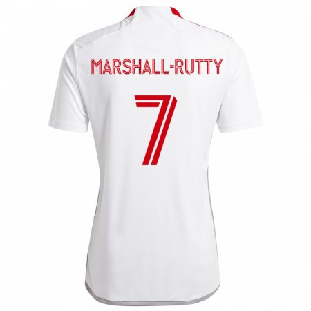 Kandiny Kinderen Jahkeele Marshall-Rutty #7 Wit Rood Uitshirt Uittenue 2024/25 T-Shirt