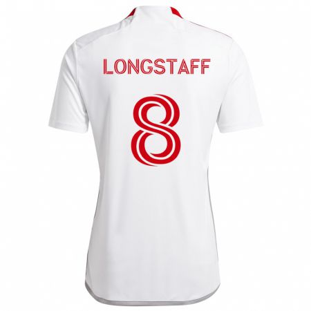 Kandiny Kinderen Matty Longstaff #8 Wit Rood Uitshirt Uittenue 2024/25 T-Shirt