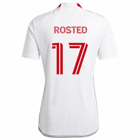 Kandiny Bambino Maglia Sigurd Rosted #17 Bianco Rosso Kit Gara Away 2024/25 Maglietta