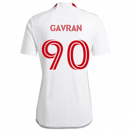 Kandiny Bambino Maglia Luka Gavran #90 Bianco Rosso Kit Gara Away 2024/25 Maglietta