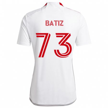 Kandiny Bambino Maglia Jesus Batiz #73 Bianco Rosso Kit Gara Away 2024/25 Maglietta