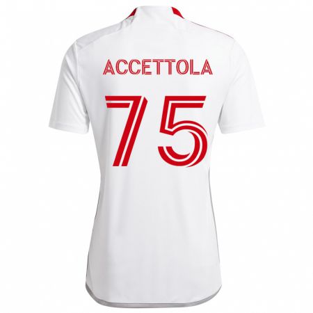 Kandiny Kinderen Luca Accettola #75 Wit Rood Uitshirt Uittenue 2024/25 T-Shirt