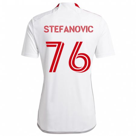 Kandiny Bambino Maglia Lazar Stefanovic #76 Bianco Rosso Kit Gara Away 2024/25 Maglietta