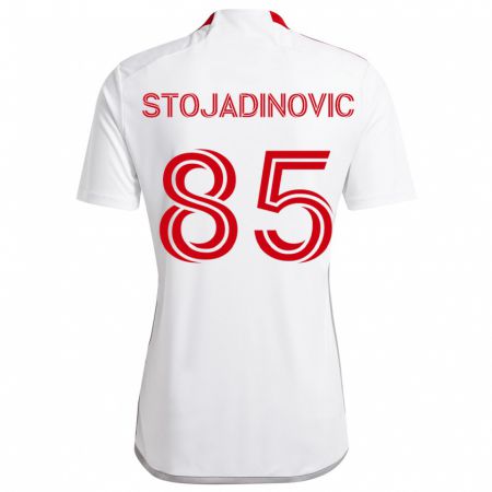 Kandiny Kinderen Marko Stojadinovic #85 Wit Rood Uitshirt Uittenue 2024/25 T-Shirt