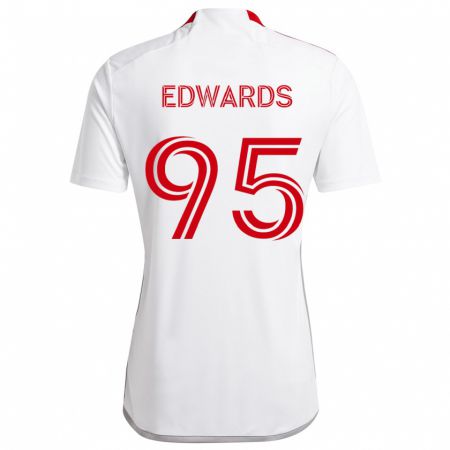 Kandiny Bambino Maglia Nathaniel Edwards #95 Bianco Rosso Kit Gara Away 2024/25 Maglietta