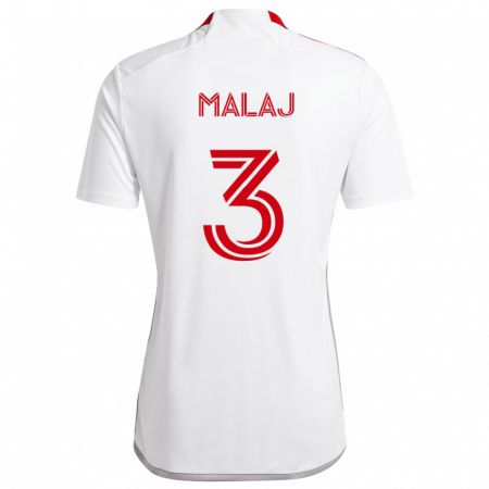 Kandiny Bambino Maglia Albert Malaj #3 Bianco Rosso Kit Gara Away 2024/25 Maglietta