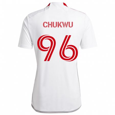 Kandiny Bambino Maglia Richard Chukwu #96 Bianco Rosso Kit Gara Away 2024/25 Maglietta