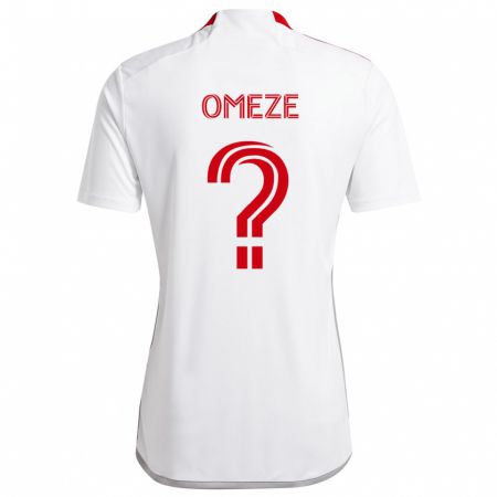 Kandiny Bambino Maglia Chimere Omeze #0 Bianco Rosso Kit Gara Away 2024/25 Maglietta