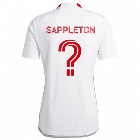 Kandiny Bambino Maglia Spencer Sappleton #0 Bianco Rosso Kit Gara Away 2024/25 Maglietta