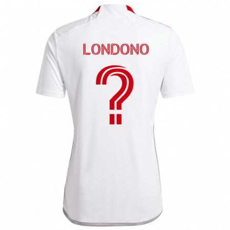 Kandiny Bambino Maglia Tyler Londono #0 Bianco Rosso Kit Gara Away 2024/25 Maglietta