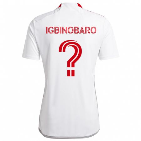 Kandiny Bambino Maglia Philip Igbinobaro #0 Bianco Rosso Kit Gara Away 2024/25 Maglietta