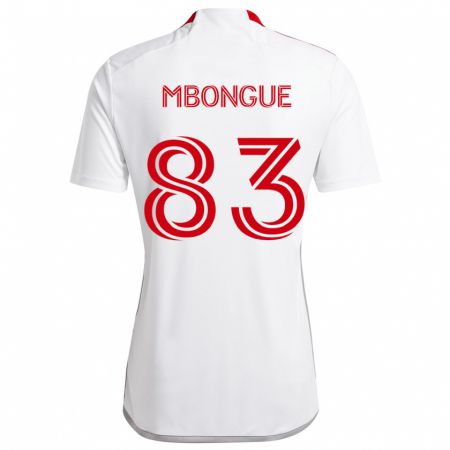 Kandiny Bambino Maglia Hugo Mbongue #83 Bianco Rosso Kit Gara Away 2024/25 Maglietta