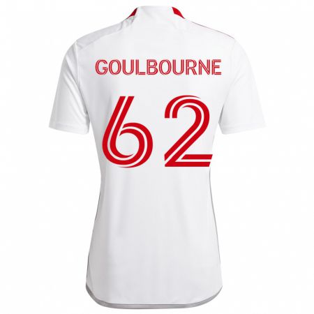 Kandiny Bambino Maglia Rohan Goulbourne #62 Bianco Rosso Kit Gara Away 2024/25 Maglietta