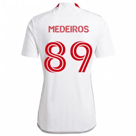 Kandiny Bambino Maglia Matthew Medeiros #89 Bianco Rosso Kit Gara Away 2024/25 Maglietta