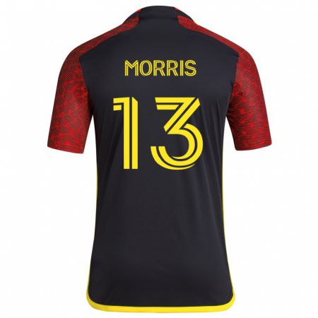 Kandiny Niño Camiseta Jordan Morris #13 Negro Rojo 2ª Equipación 2024/25 La Camisa