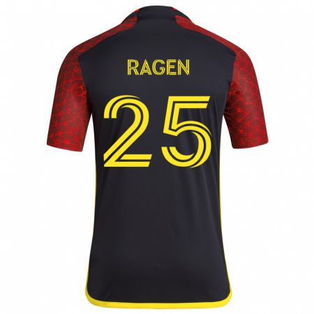 Kandiny Bambino Maglia Jackson Ragen #25 Rosso Nero Kit Gara Away 2024/25 Maglietta