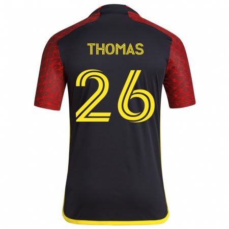 Kandiny Niño Camiseta Andrew Thomas #26 Negro Rojo 2ª Equipación 2024/25 La Camisa