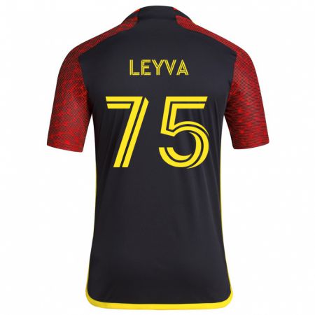 Kandiny Bambino Maglia Danny Leyva #75 Rosso Nero Kit Gara Away 2024/25 Maglietta