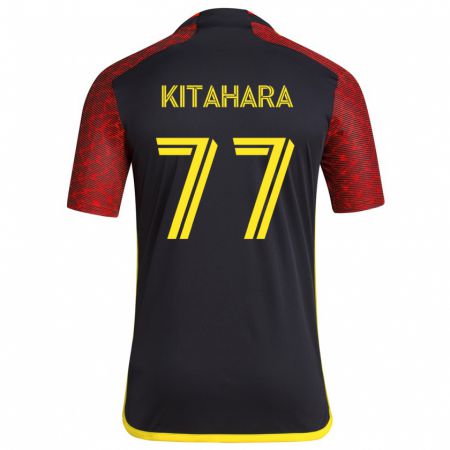 Kandiny Niño Camiseta Sota Kitahara #77 Negro Rojo 2ª Equipación 2024/25 La Camisa