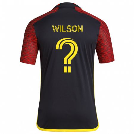 Kandiny Bambino Maglia Trevor Wilson #0 Rosso Nero Kit Gara Away 2024/25 Maglietta