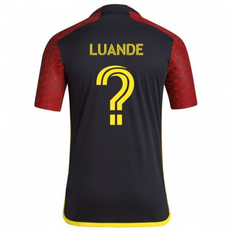 Kandiny Kinderen Michael Luande #0 Rood Zwart Uitshirt Uittenue 2024/25 T-Shirt