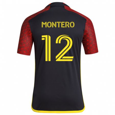 Kandiny Niño Camiseta Fredy Montero #12 Negro Rojo 2ª Equipación 2024/25 La Camisa