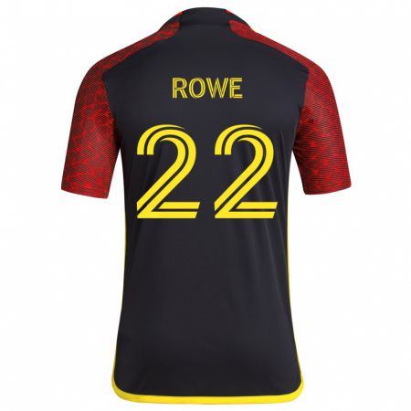 Kandiny Niño Camiseta Kelyn Rowe #22 Negro Rojo 2ª Equipación 2024/25 La Camisa