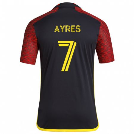 Kandiny Bambino Maglia Melina Ayres #7 Rosso Nero Kit Gara Away 2024/25 Maglietta