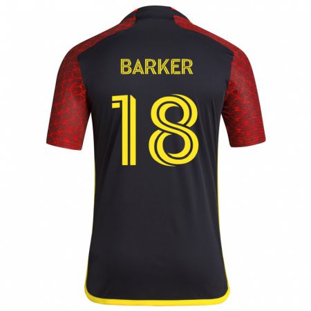 Kandiny Niño Camiseta Alicia Barker #18 Negro Rojo 2ª Equipación 2024/25 La Camisa