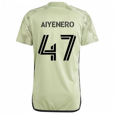 Kandiny Bambino Maglia Marius Aiyenero #47 Verde Chiaro Kit Gara Away 2024/25 Maglietta