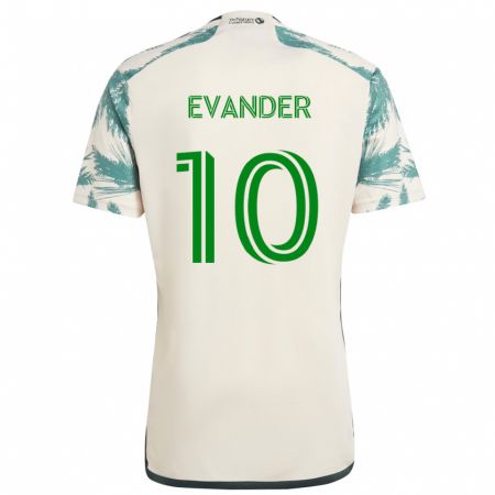 Kandiny Niño Camiseta Evander #10 Beige Marrón 2ª Equipación 2024/25 La Camisa